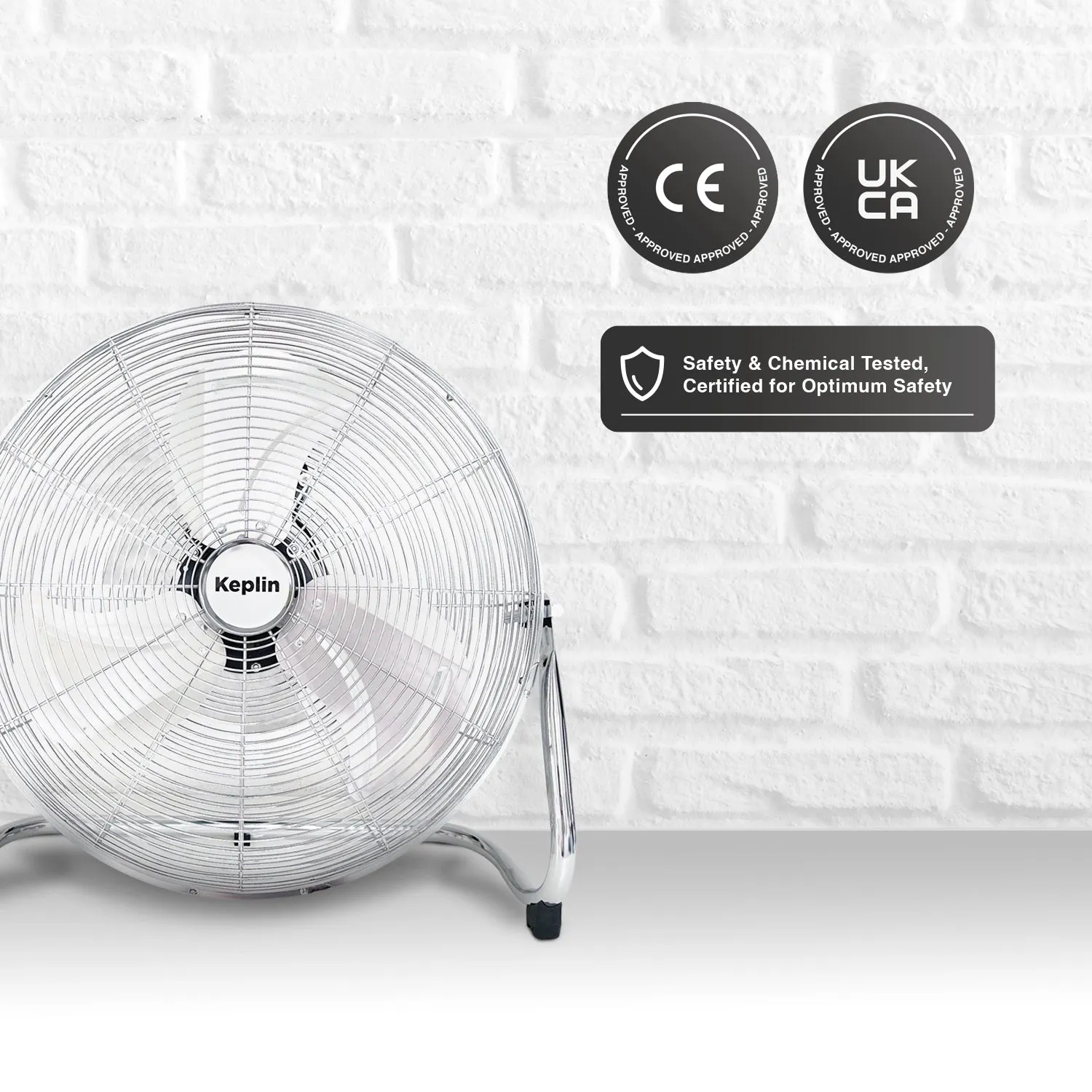 Heavy Duty Chrome Floor Fan with 3 Speeds - Adjustable Fan Head and Powerful Circulation