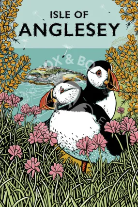 Isle of Anglesey Puffins Tea Towel