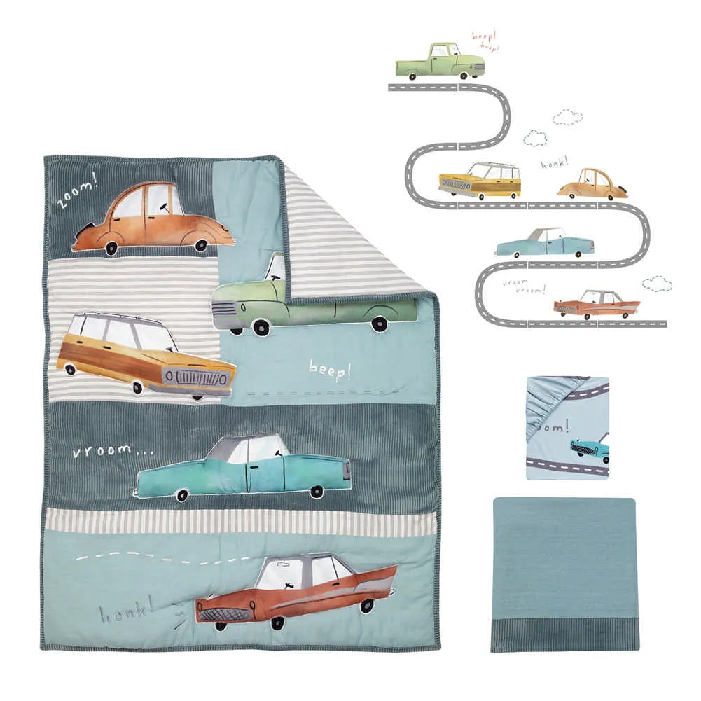 Lambs & Ivy Car Tunes 4-Piece Crib Bedding Set