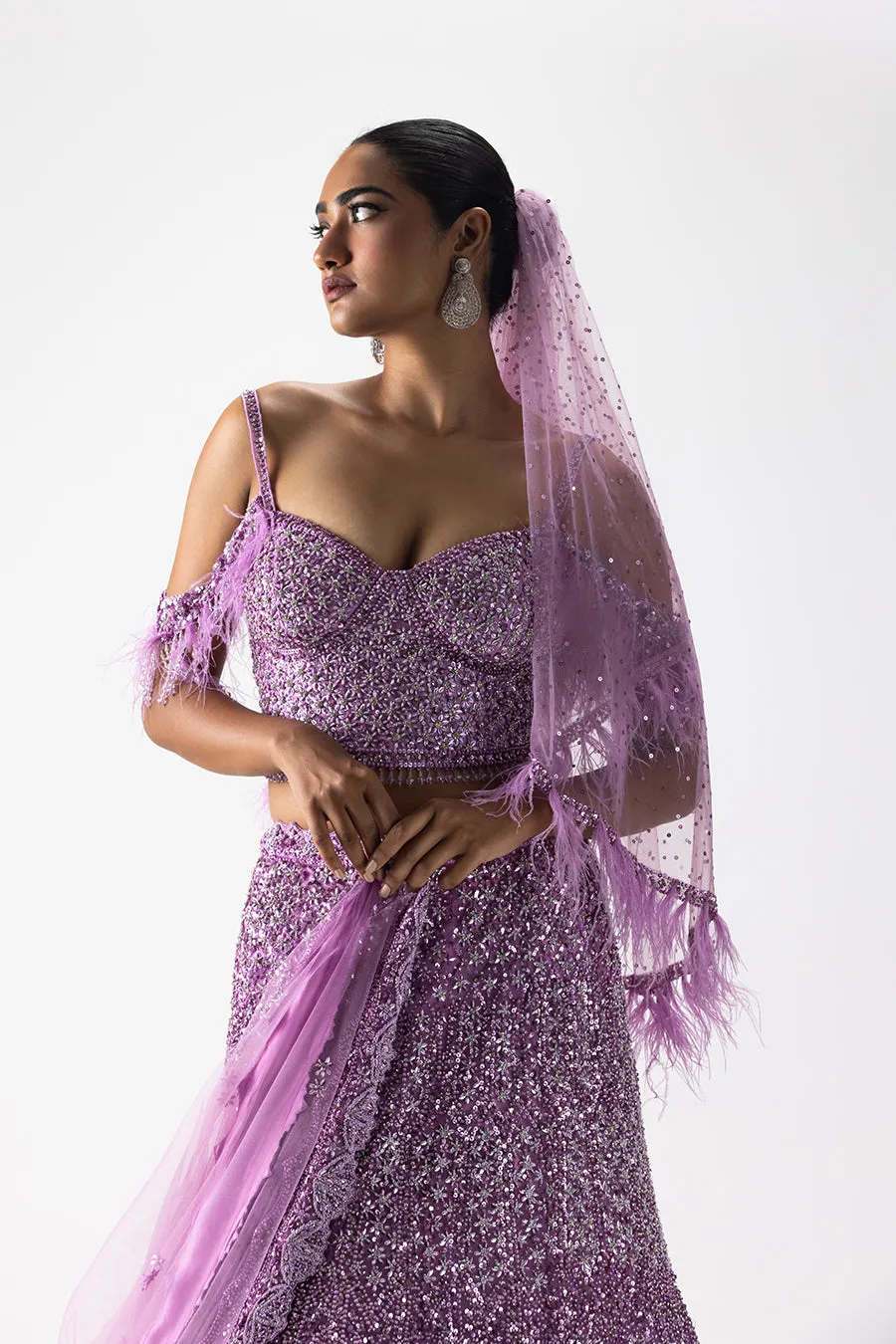 LAVENDER FISHTAIL LEHENGA SET