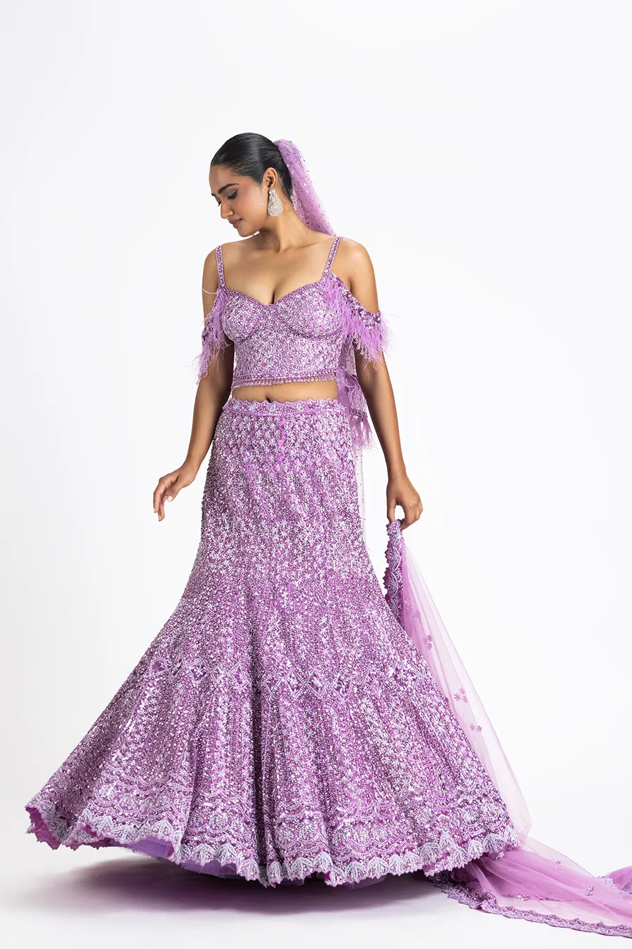 LAVENDER FISHTAIL LEHENGA SET