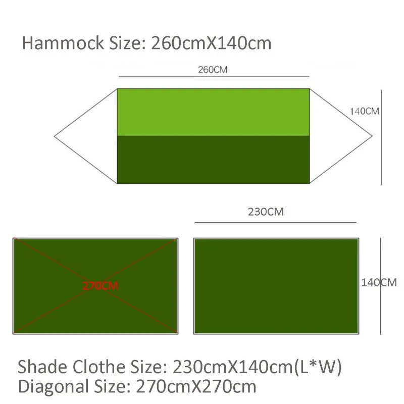 Lightweight Portable Camping Hammock and Tent Awning Rain Fly Tarp Waterproof Mosquito Net Hammock Canopy 210T Nylon Hammocks