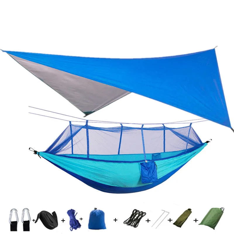 Lightweight Portable Camping Hammock and Tent Awning Rain Fly Tarp Waterproof Mosquito Net Hammock Canopy 210T Nylon Hammocks