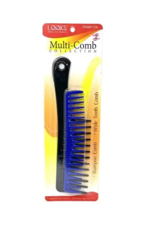 Looks Shampoo Comb & Wide Teeth Comb set #7226