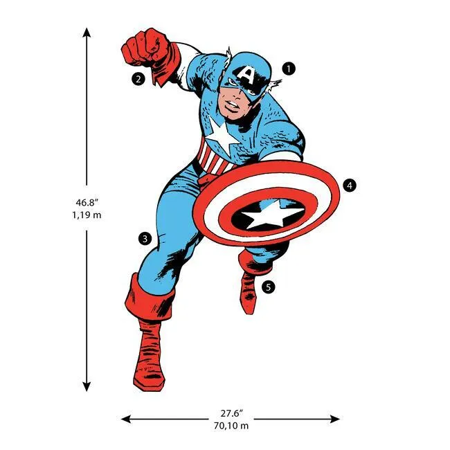 Marvel Classic Captain America Comic Peel and Stick Giant Wall Decal