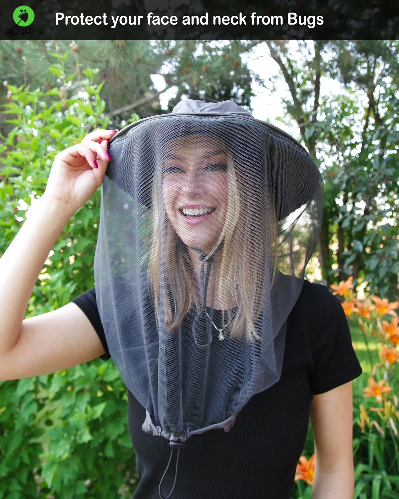 Mosquito head net hat [Grey color]