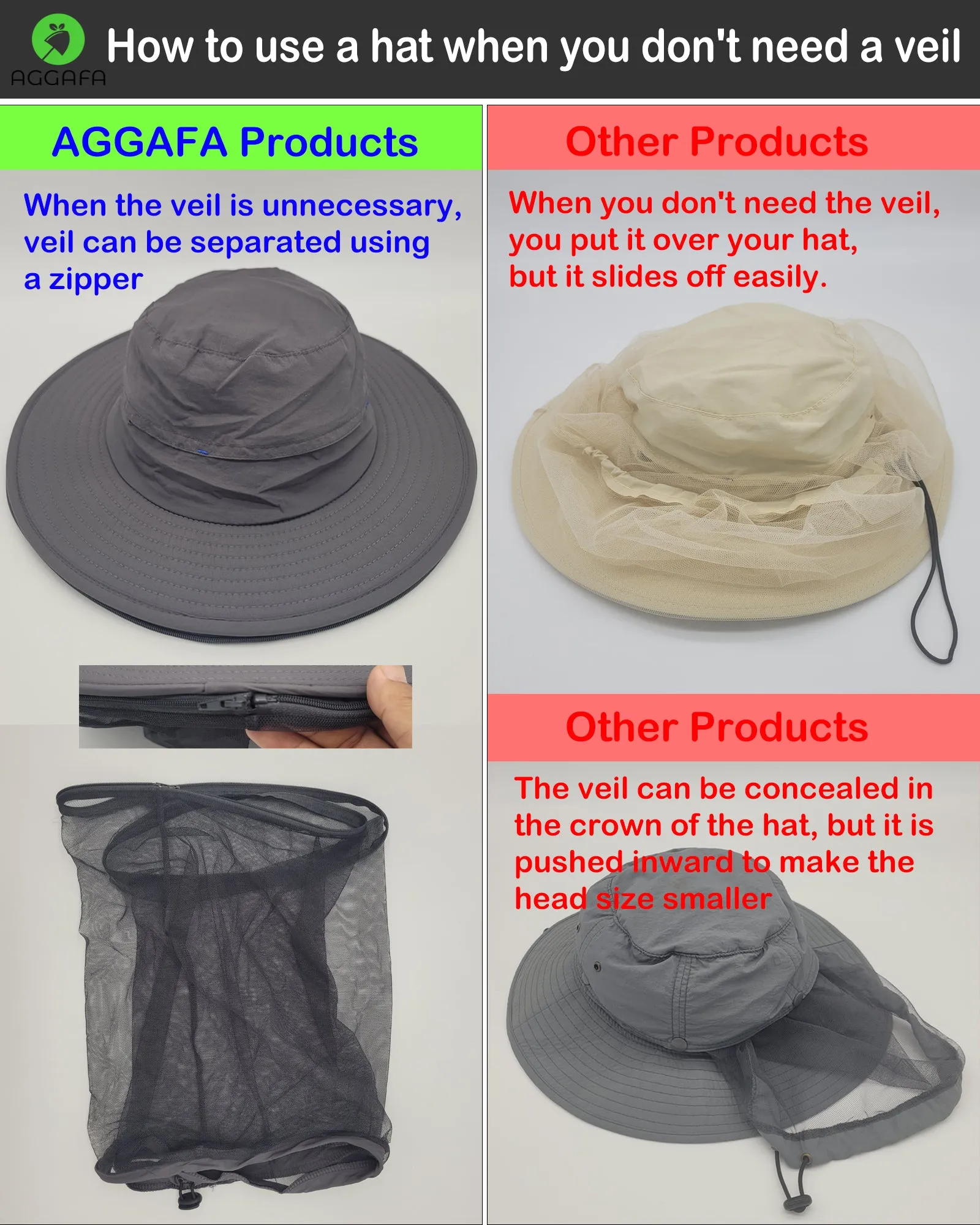 Mosquito head net hat [Grey color]