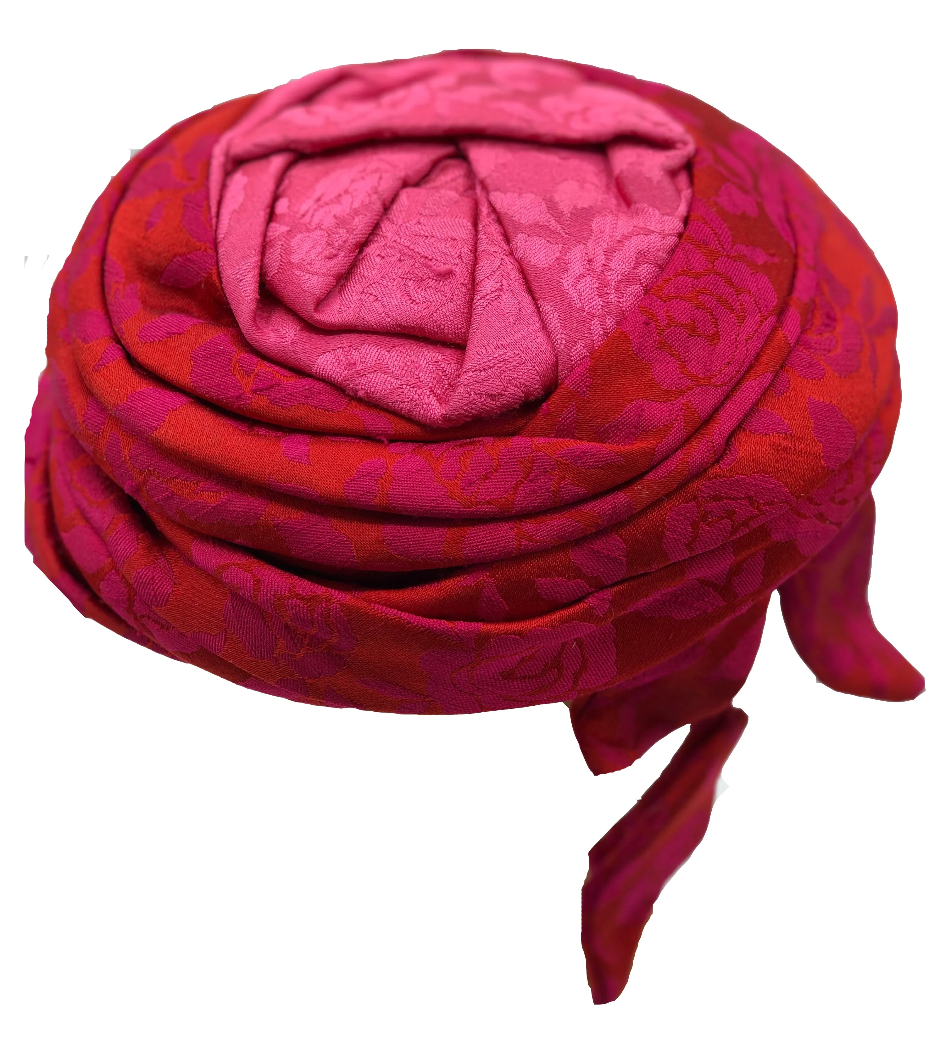 Mr. John 50s cocktail hat magenta  floral jacquard