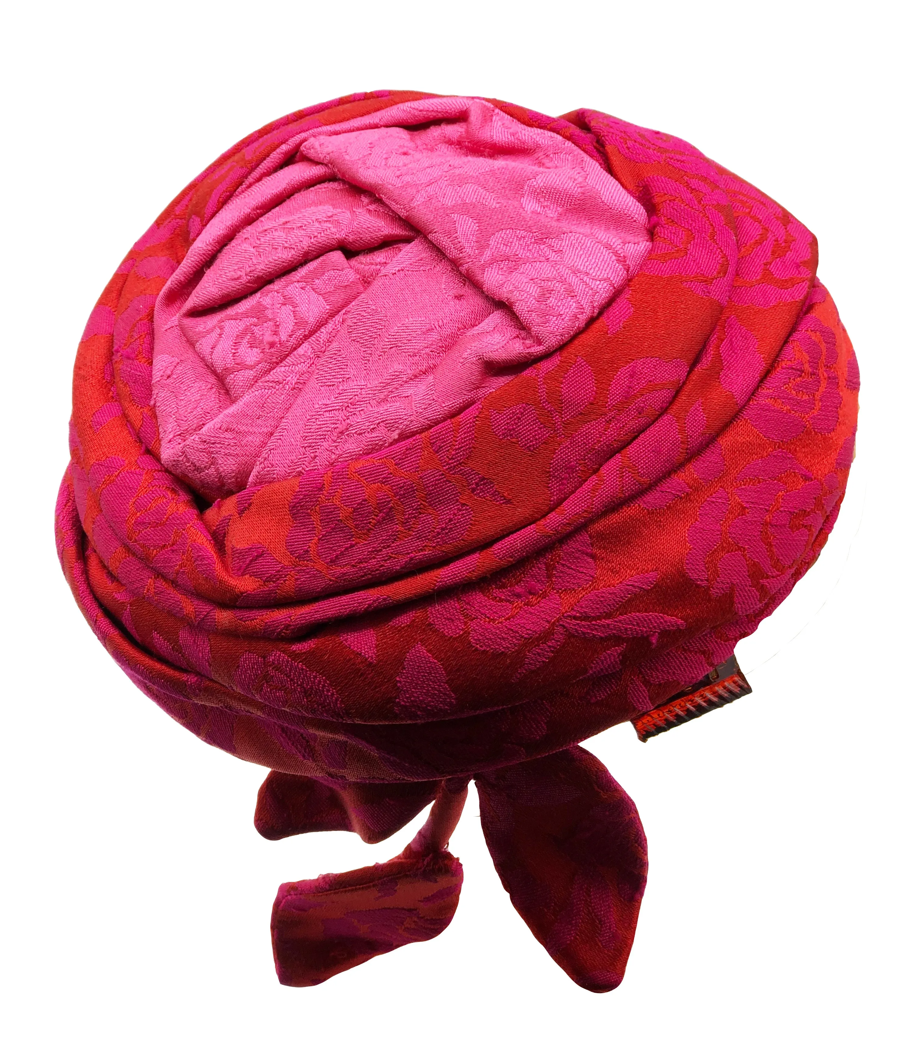 Mr. John 50s cocktail hat magenta  floral jacquard