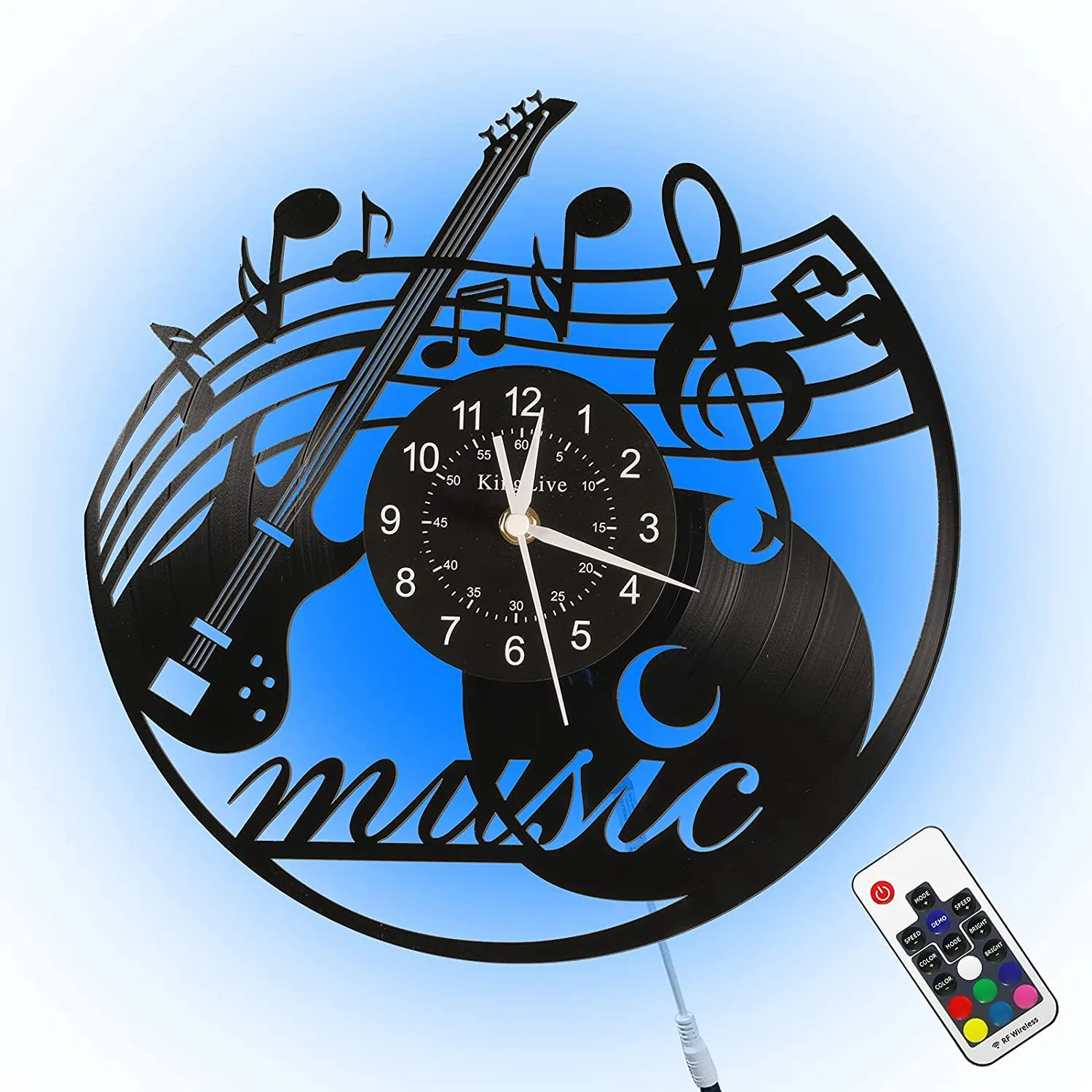 Music Wall Clock, Guitar Vinyl Wall Clock12”(30cm)