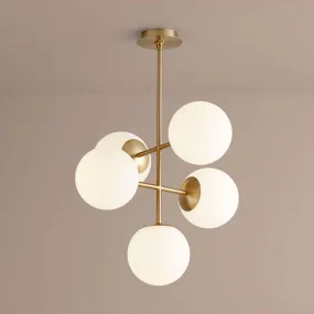 Nebula 8" Globe 5 Light Pendant - Aged Brass