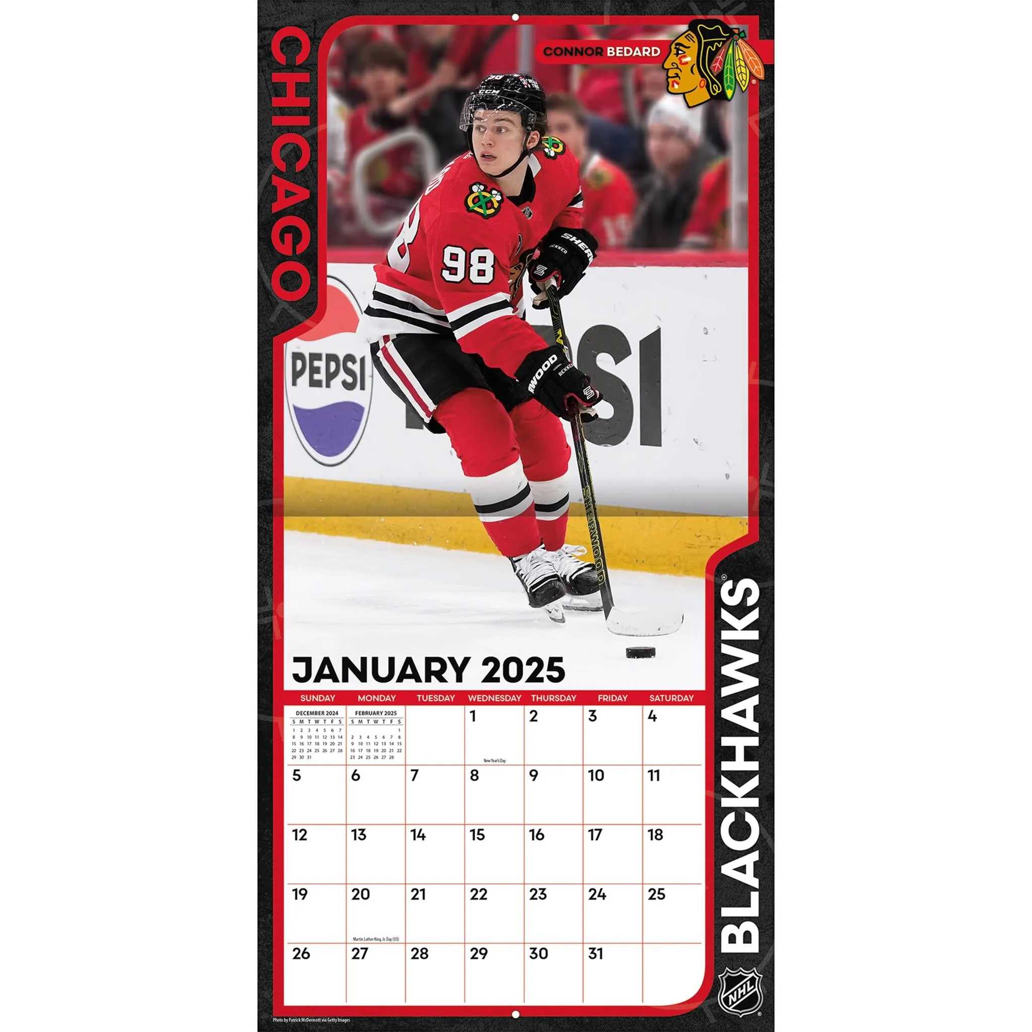 NHL Chicago Blackhawks Wall 2025 Calendar