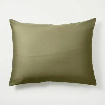 Open Box - King Supima Washed Sateen Duvet & Sham Set Moss Green - Casaluna