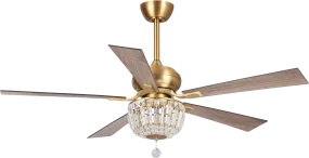 Parrot Uncle 52" Ganga Crystal Ceiling Fan with Lighting and Remote Control New