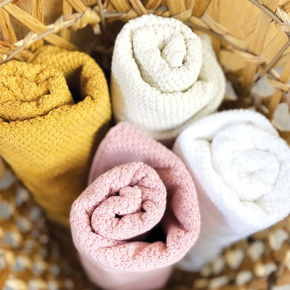 Pink Cotton Waffle Texture Towels