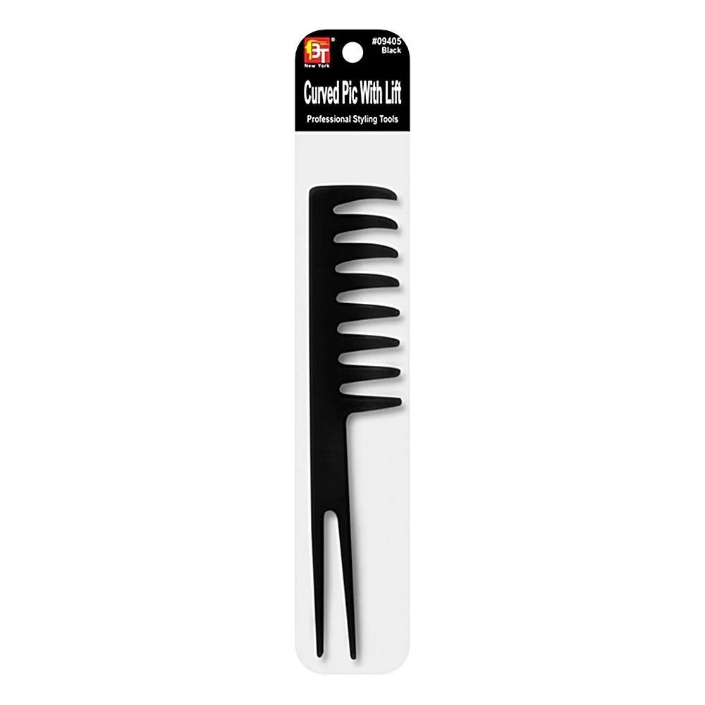 PLASTIC COMB CURVED PICK WITH LIFT (BLACK)