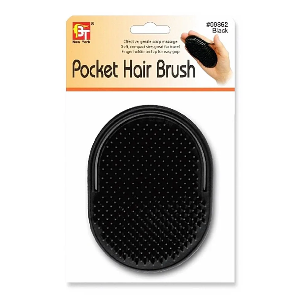 POCKET HAIR BRUSH PALM-GRIP (BLACK)