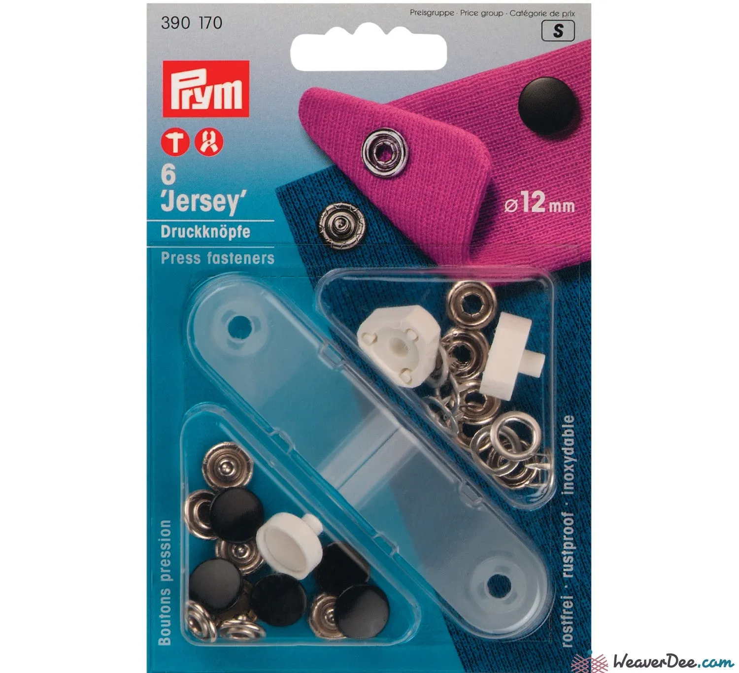 PRYM Press Studs (No-Sew) - Black 12mm: Pack of 6