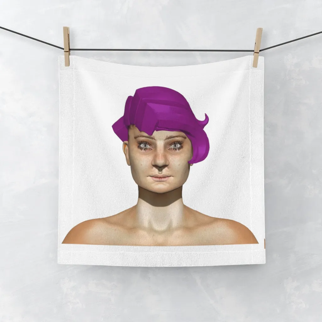 Purple Haired Girl Face Towel