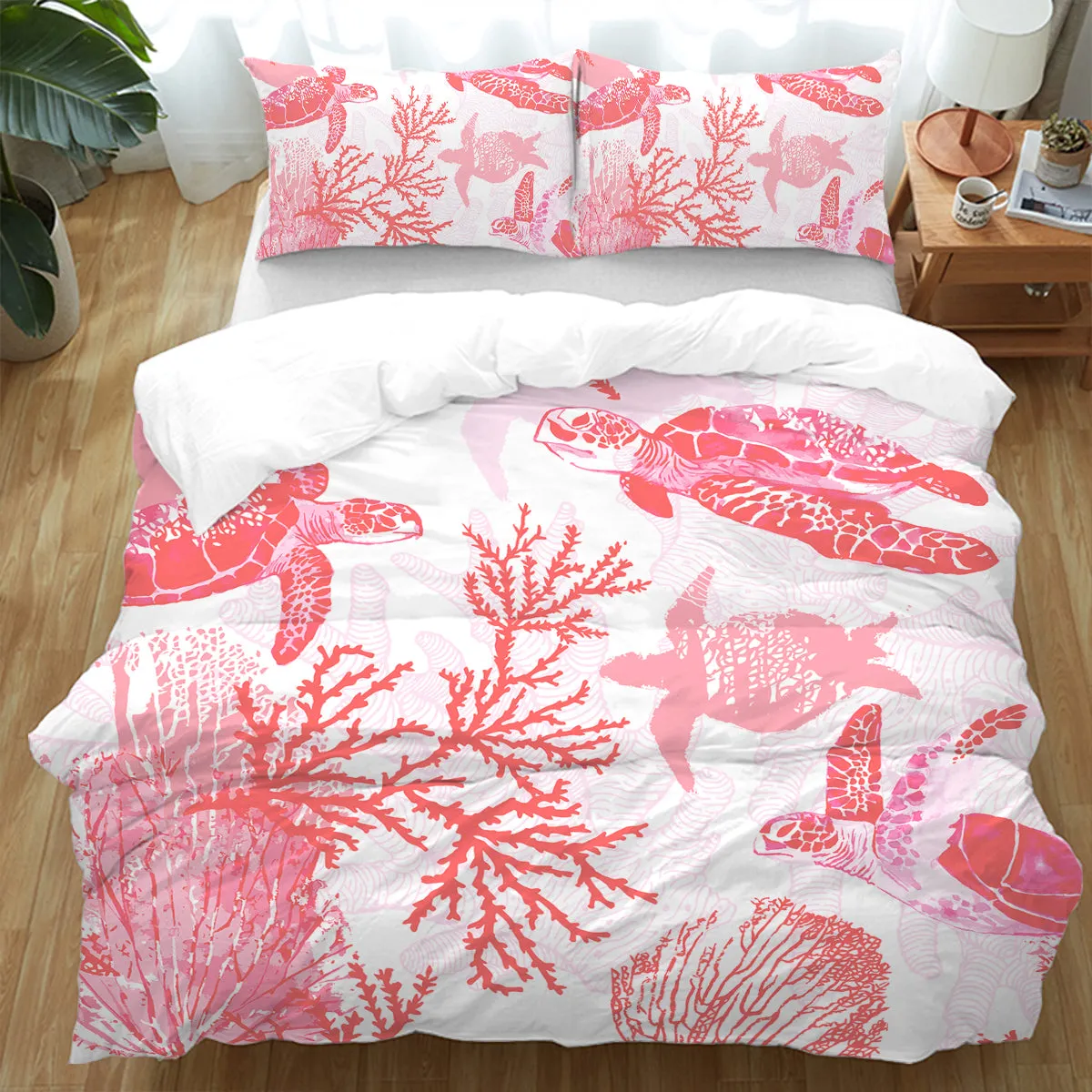 Red Coral Wonders Bedding Set