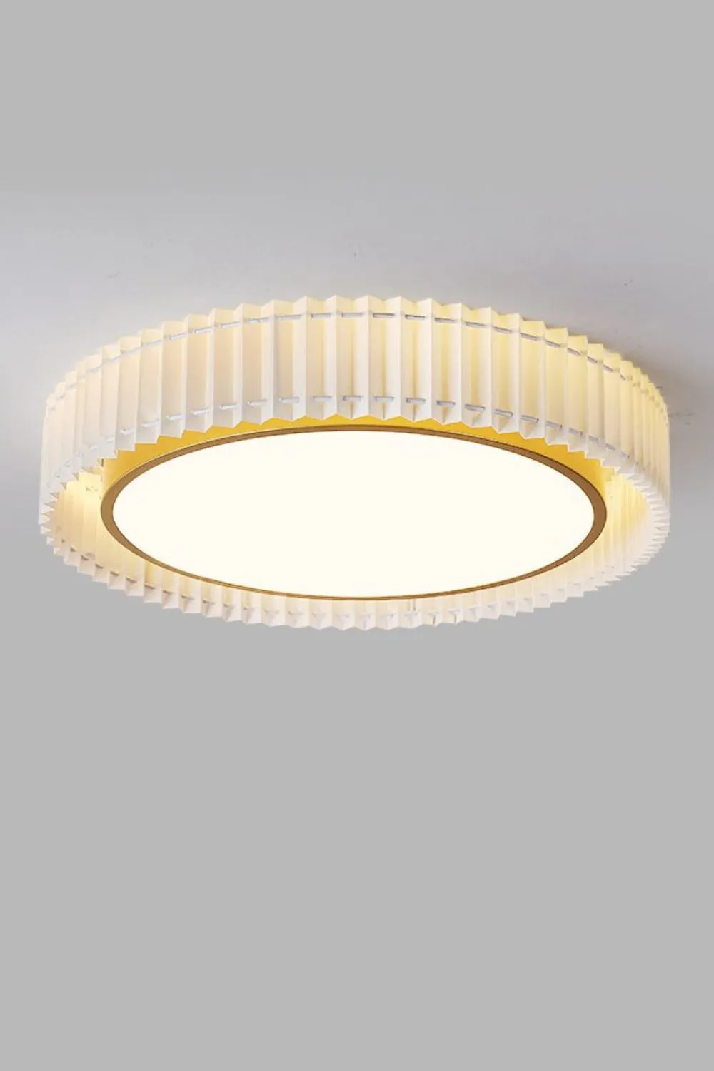 Round French Pastoral Pleated Fabric Ceiling Lamp