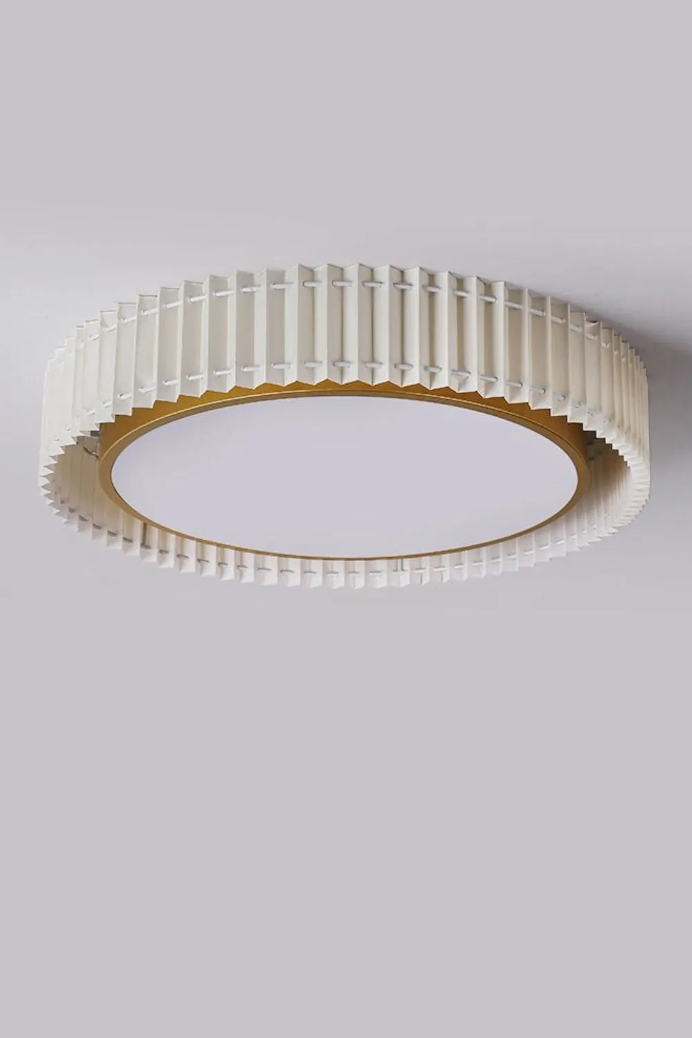 Round French Pastoral Pleated Fabric Ceiling Lamp