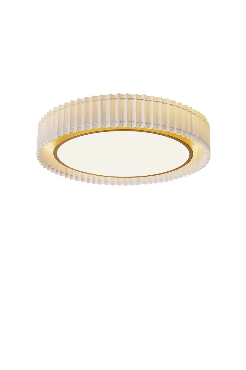 Round French Pastoral Pleated Fabric Ceiling Lamp