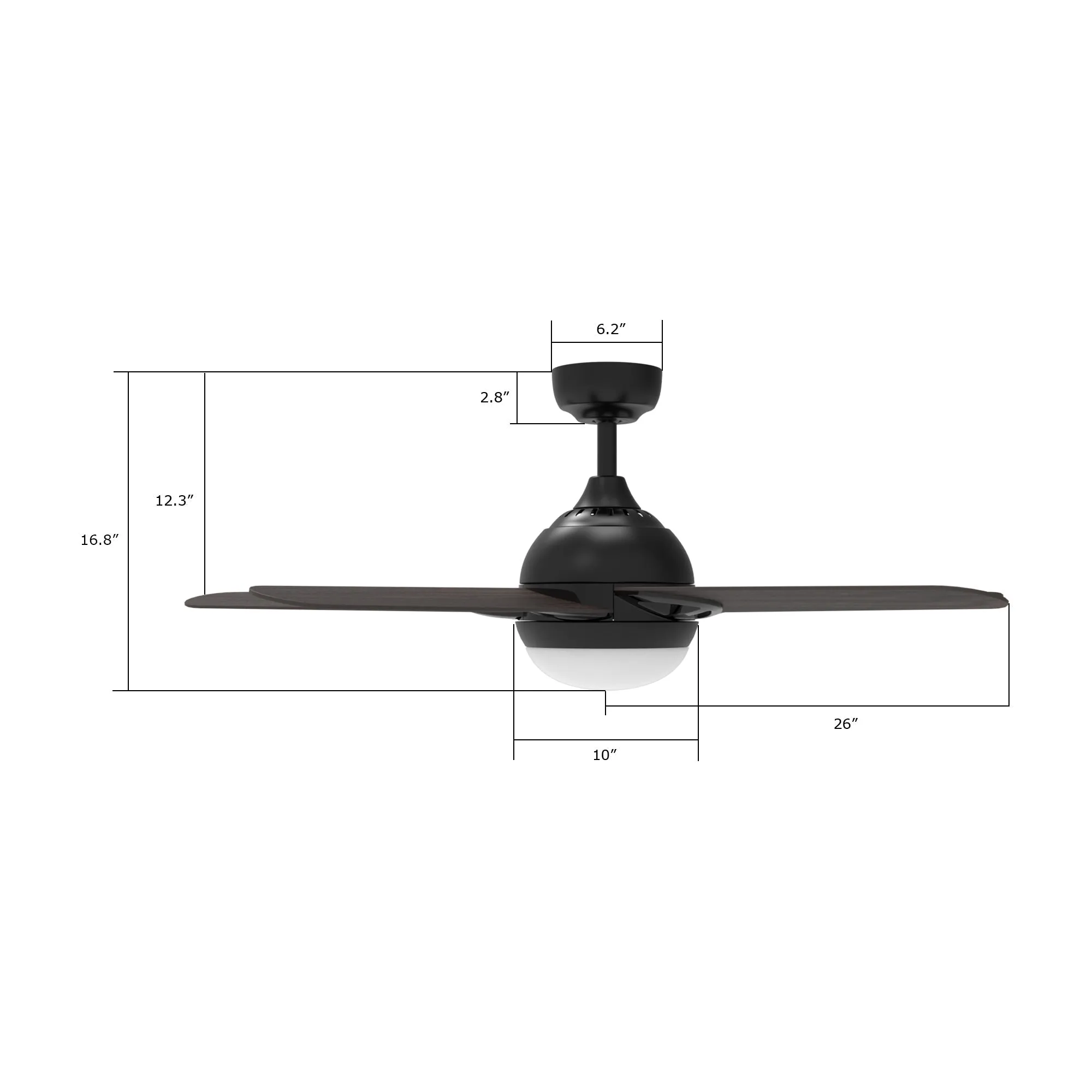 Solasta 52" In. Black/Dark Wood 5 Blade Smart Ceiling Fan with LED Light Kit Works with Led Light Kit & Remote