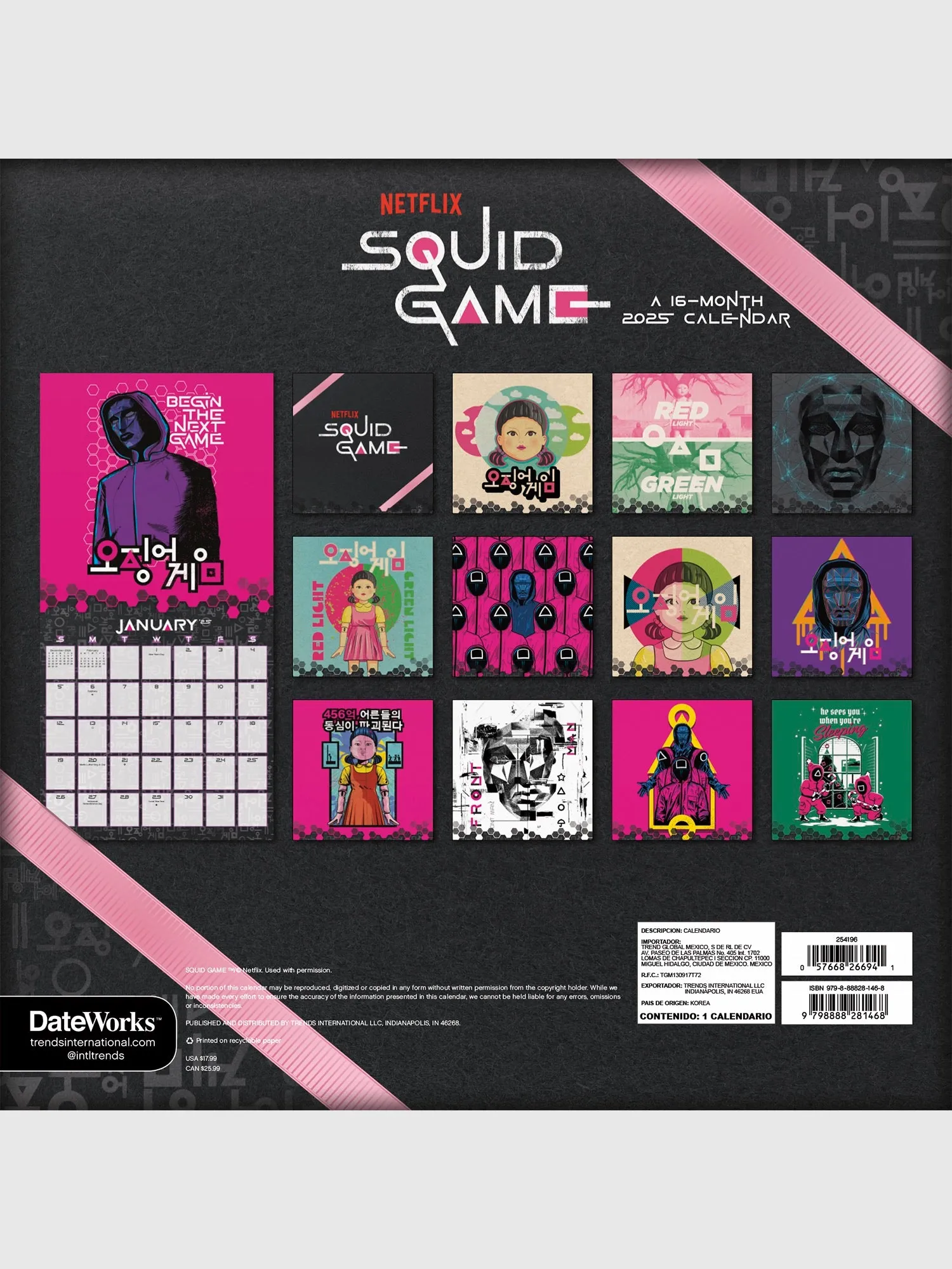 Squid Games 2025 16-Month Wall Calendar