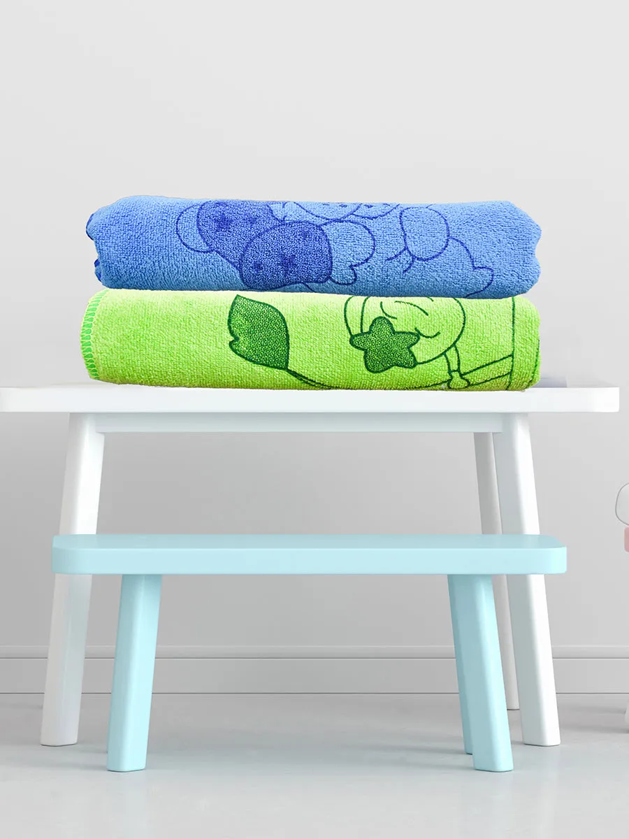 THE LITTLE LOOKERS® Towel for Newborn/ Baby/ Kids| Super Soft Baby Bath Towel Set for Infants/ Bathing Accessories| Blue & Green