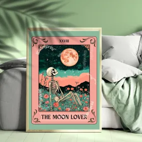 The Moon Lover Tarot Print - Unique Moon Gift - Lunar Wall Art - The Moon Tarot Card - Witchy Moon Art - Witchy Wall Decor - Moon Christmas