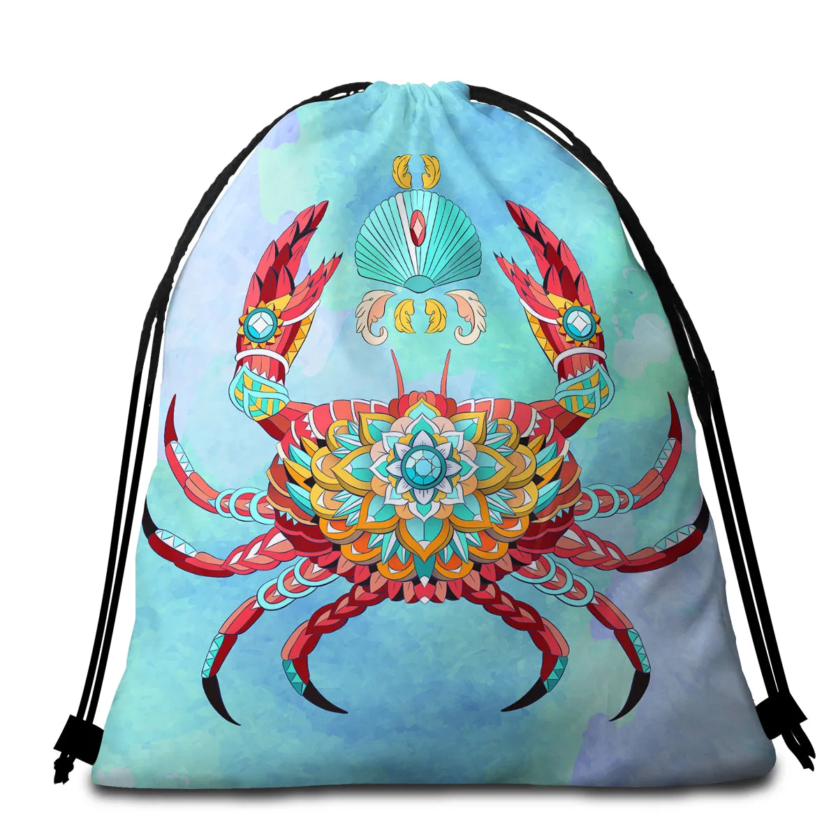 The Royal Crab Round Beach Towel