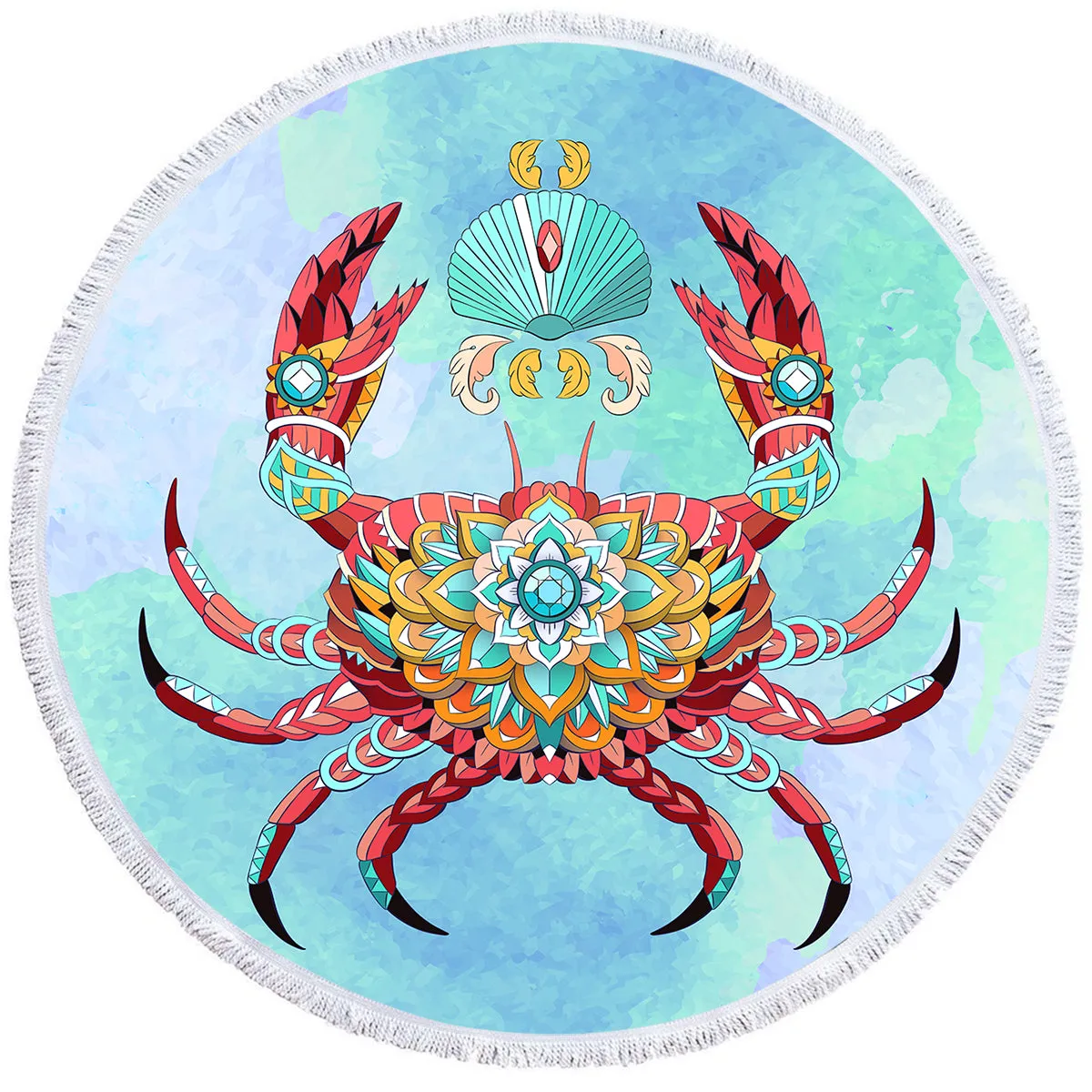 The Royal Crab Round Beach Towel