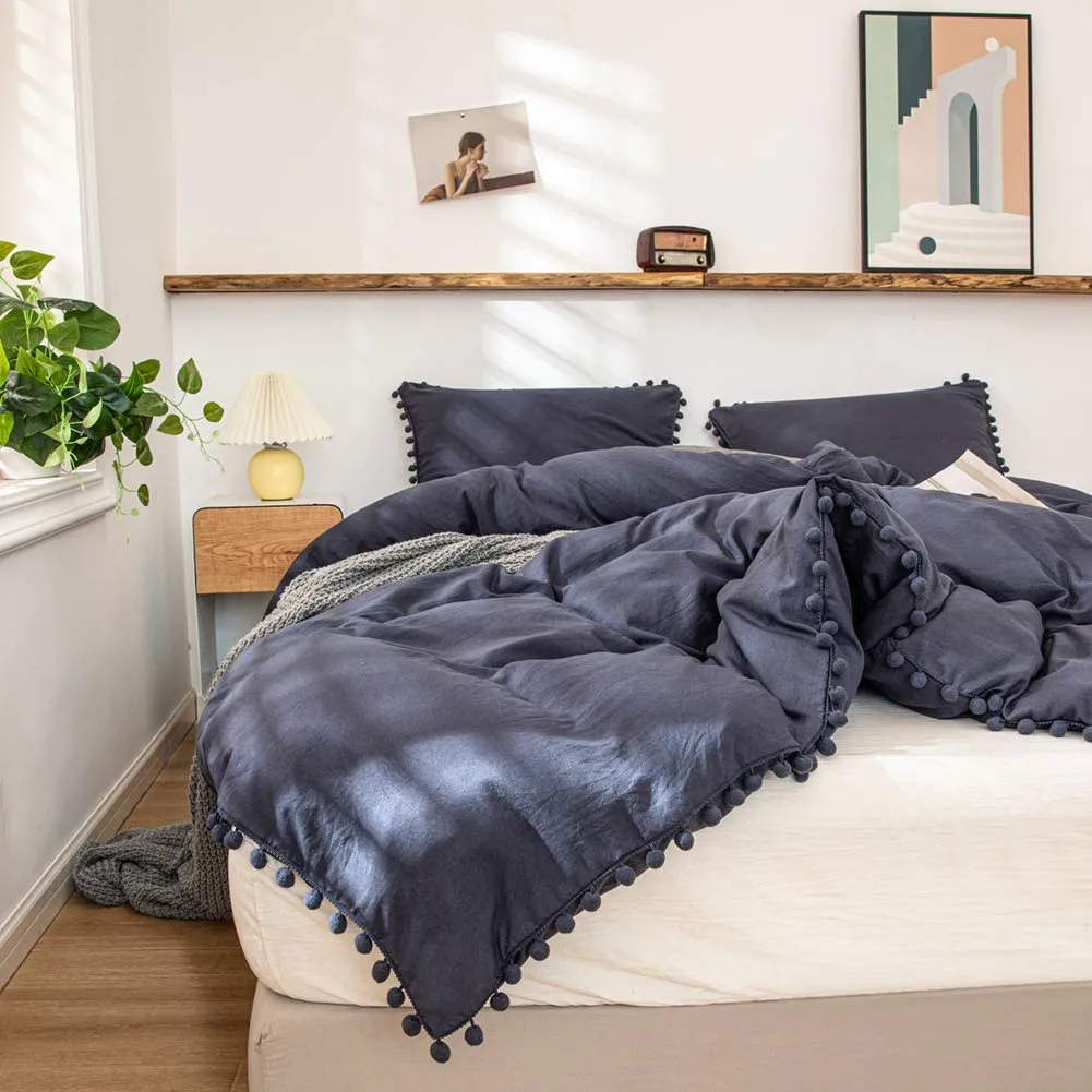 The Softy Pom Pom Navy Bed Set