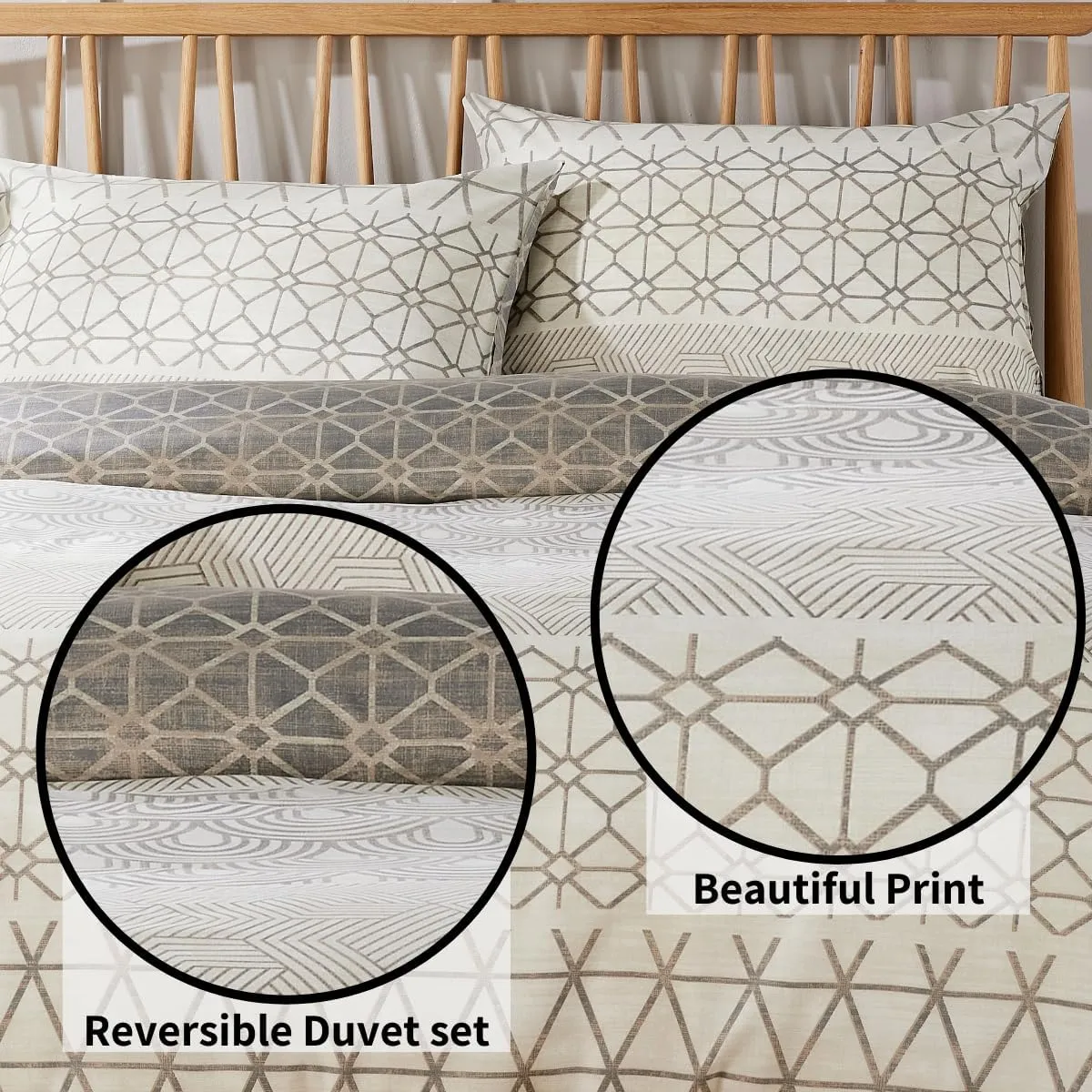 Versailles Natural Floral Reversible Quilted Duvet Cover Set with Button Closure in Single Double King Sizes by OLIVIA ROCCO