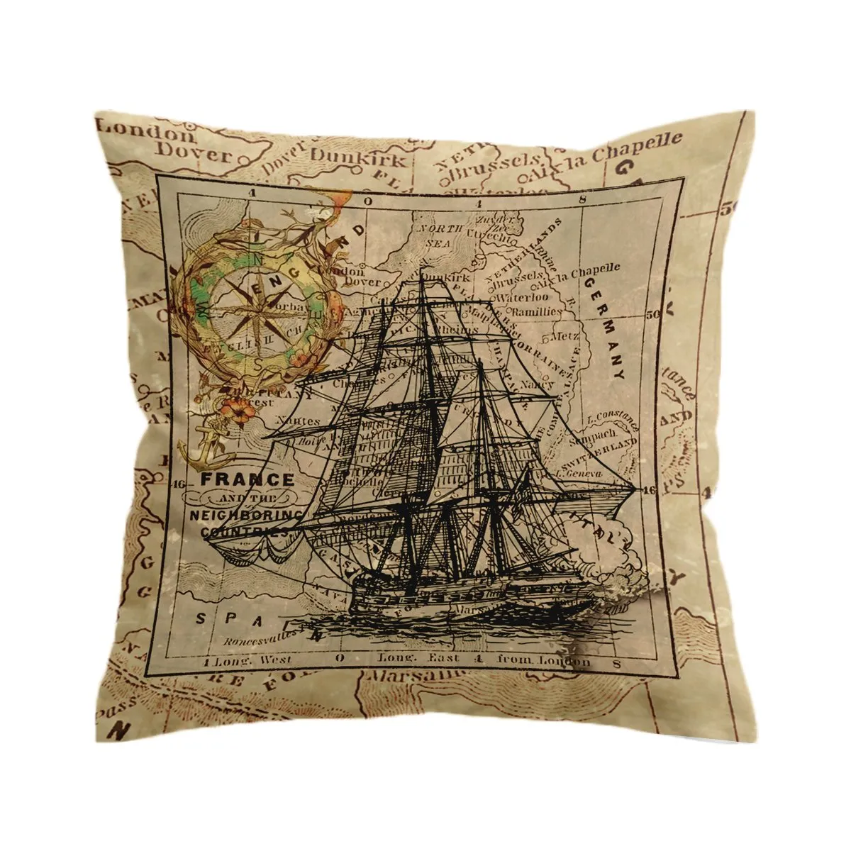 Vintage Nautical Map Quilt Set