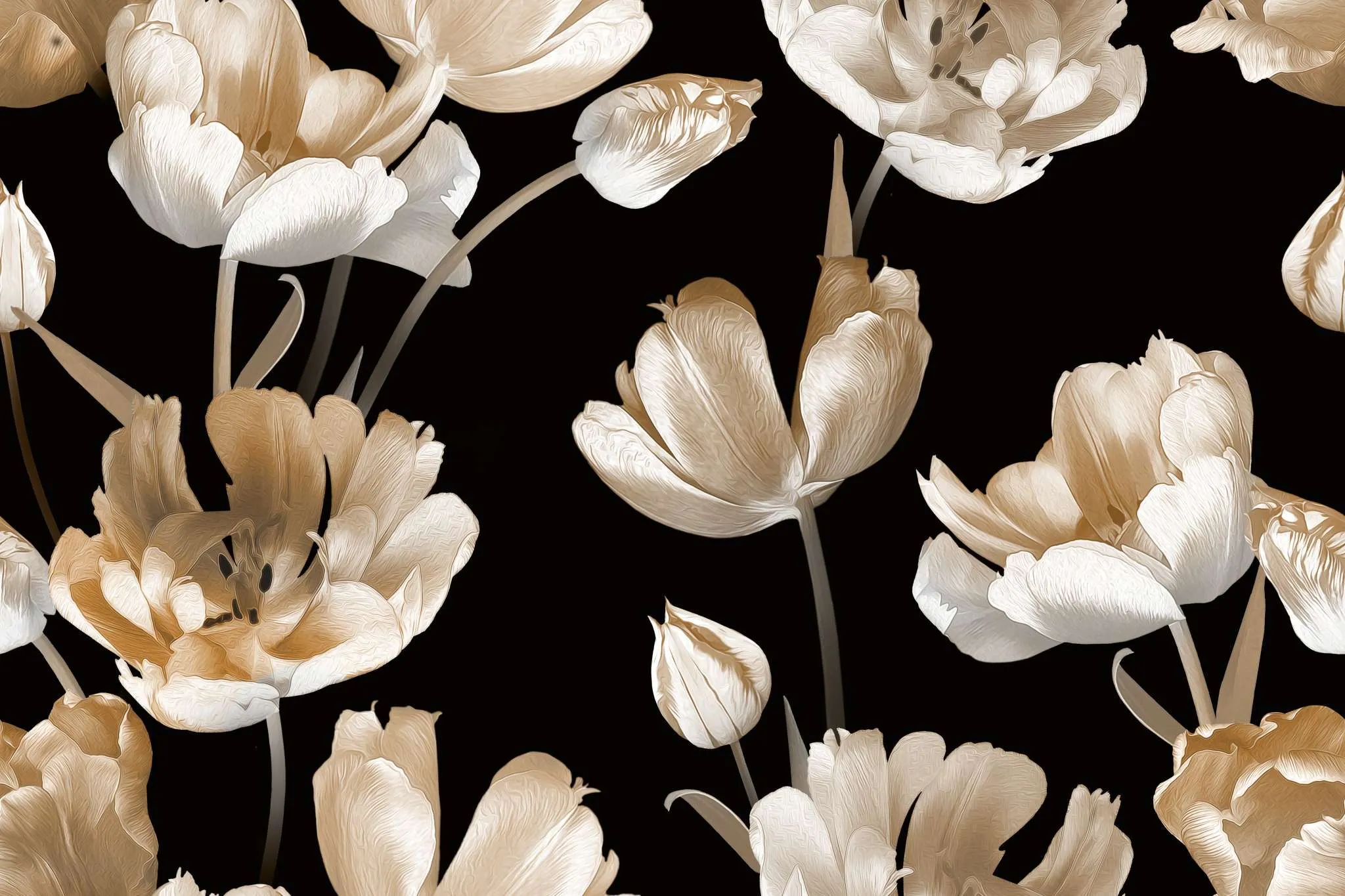 Vintage Tulips Wallpaper