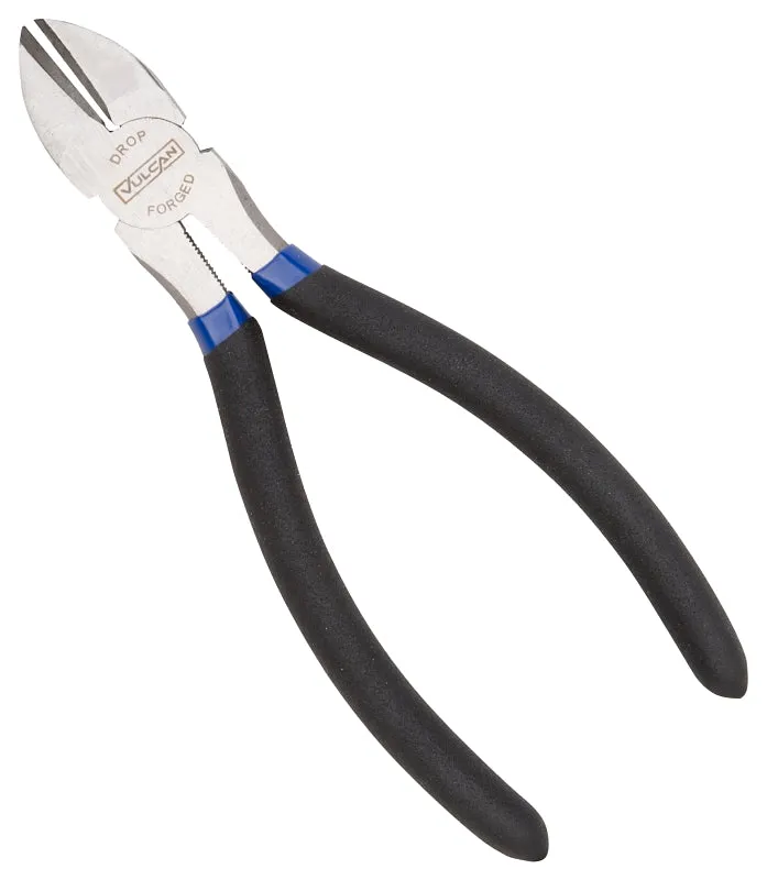 Vulcan JL-NP014 Diagonal Cutting Plier, 6 in OAL, 1.2 mm Cutting Capacity, 0.75 in Jaw Opening, Black/Blue Handle :EA: QUANTITY: 1