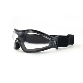 Wide Lens Full Cover Encapsulated Foam Seal Black Safety Glasses With Adjustable Strap