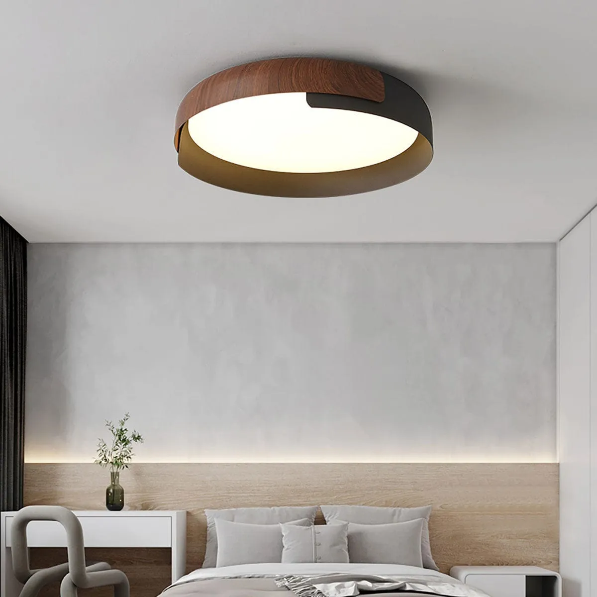 Wood  Painted Round Ceiling Lamp