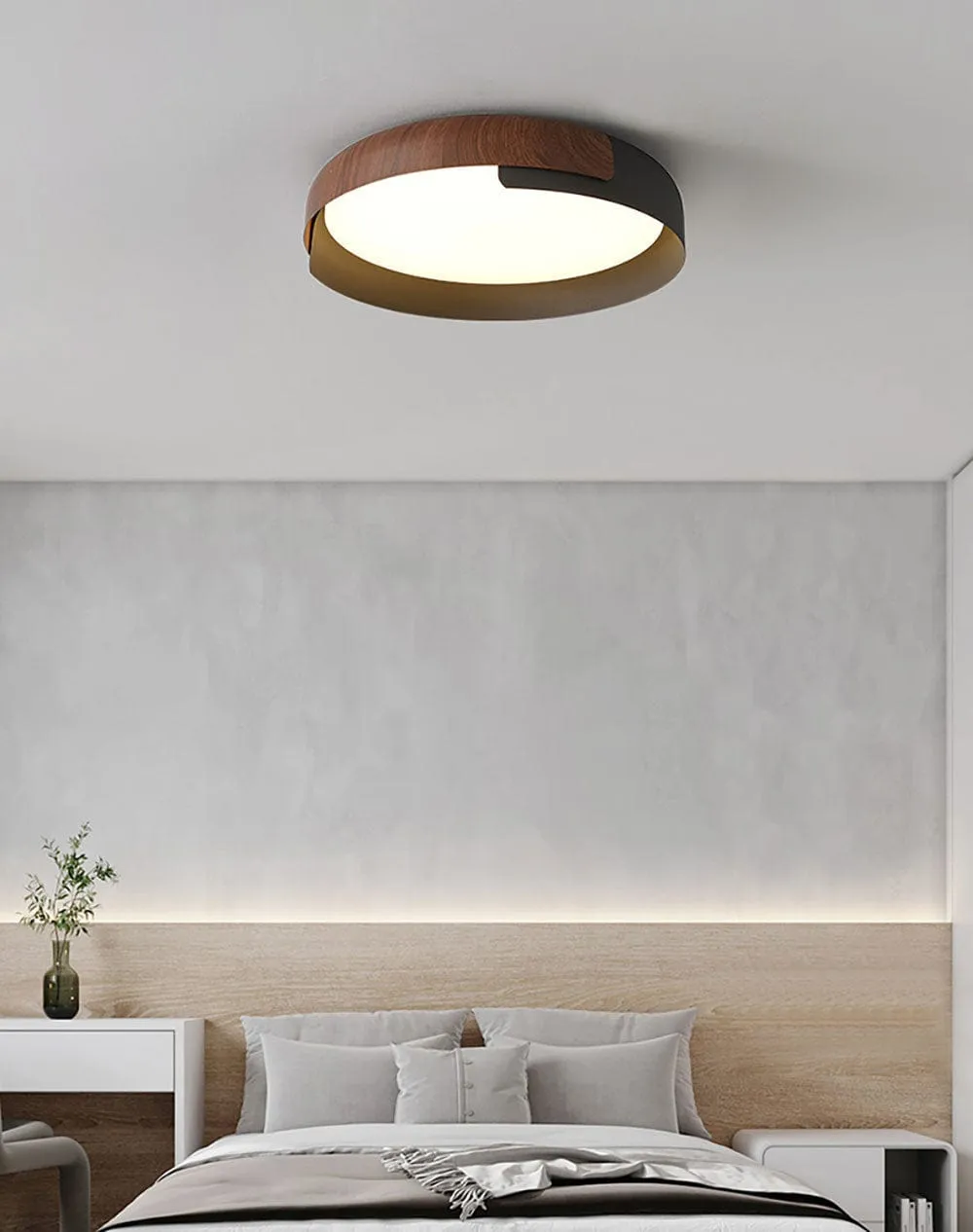 Wood  Painted Round Ceiling Lamp