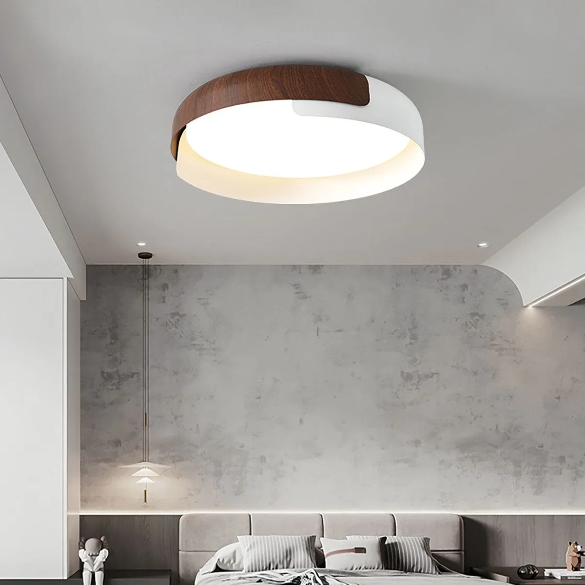 Wood  Painted Round Ceiling Lamp