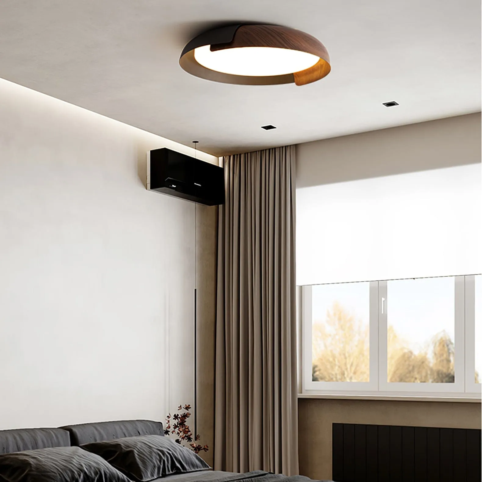 Wood  Painted Round Ceiling Lamp