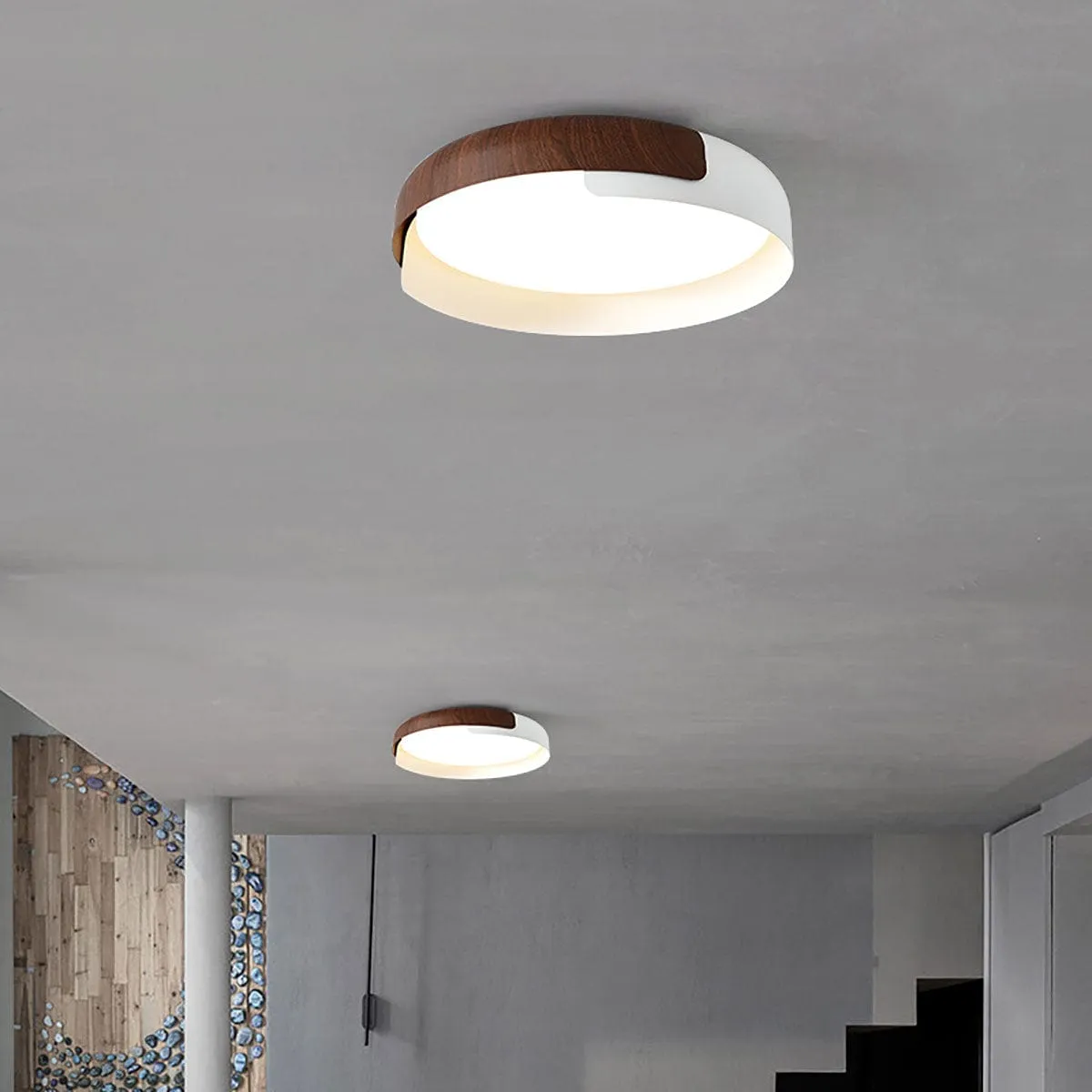 Wood  Painted Round Ceiling Lamp