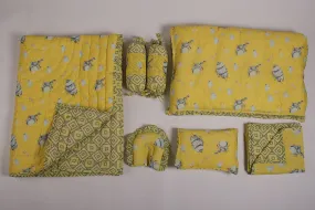 Yellow Helicopter Printed Baby Bedding Set Of 7 Pcs